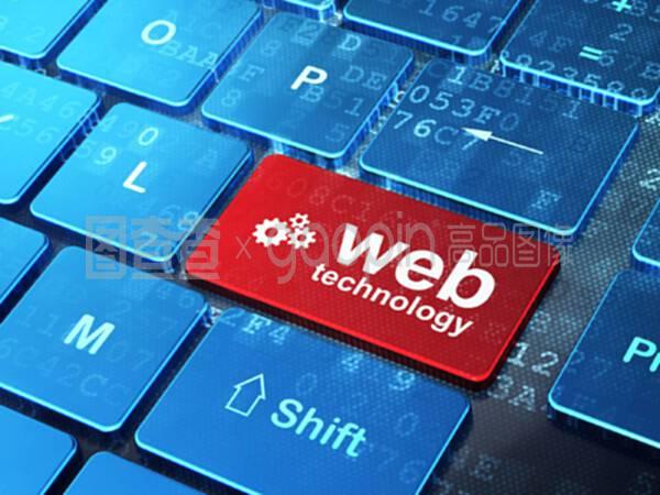 电脑上的网站开发概念齿轮和网页技术